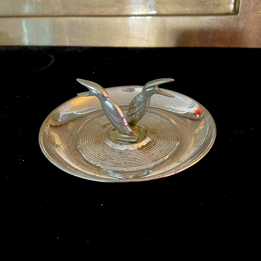 Antique ashtray from the 50’s. Chrome with 2 birds